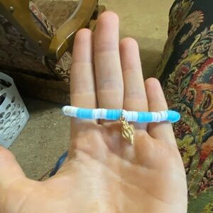 Cyan clay bead bracelet